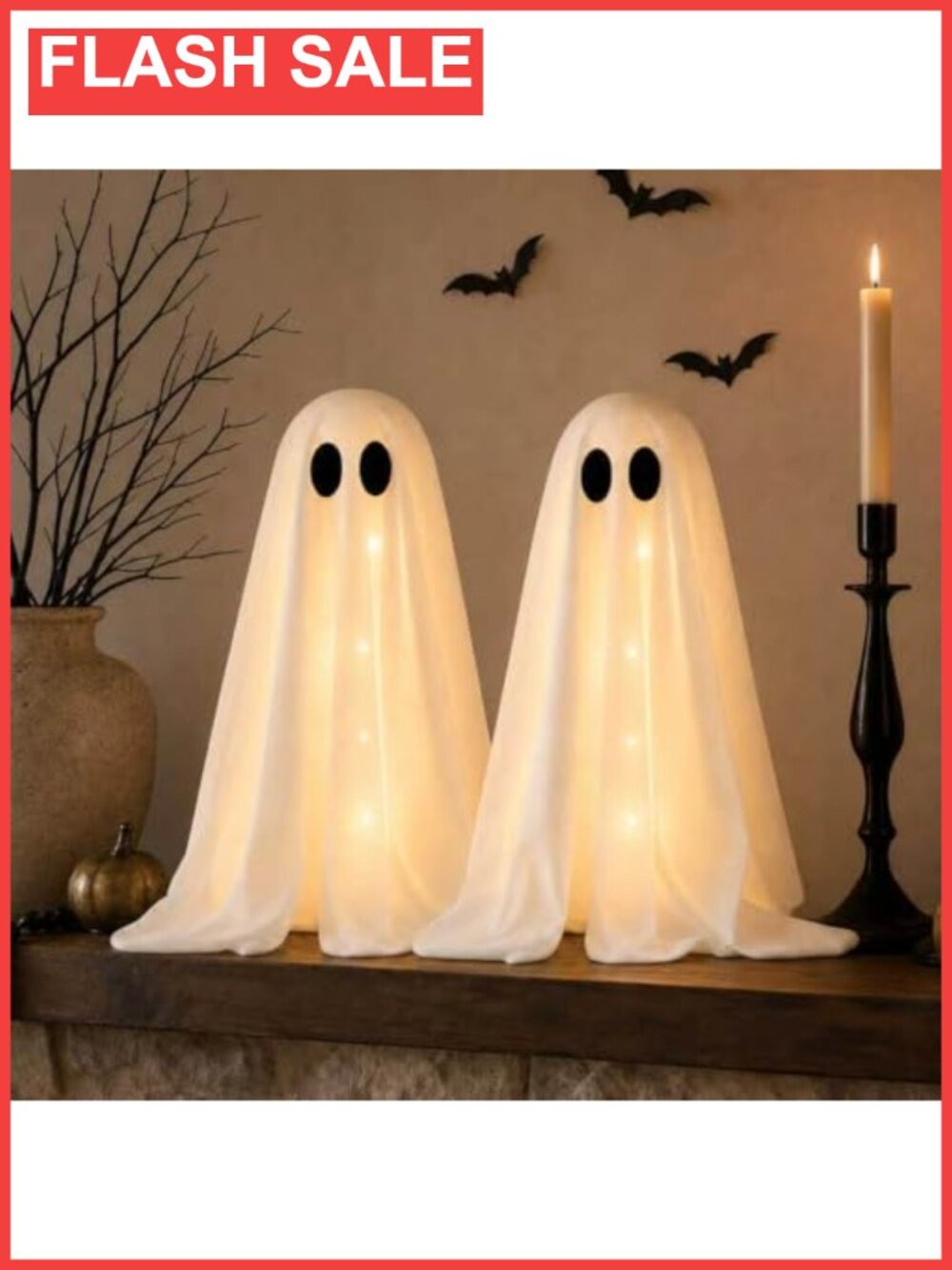 2 Pack Light Up Ghost Halloween Tabletop Decorations 20.5in